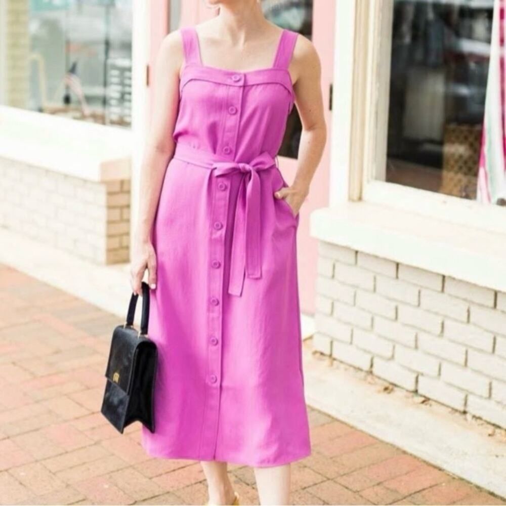 Everlane The Japanese Go Weave Picnic Midi Dress Magenta Size 4